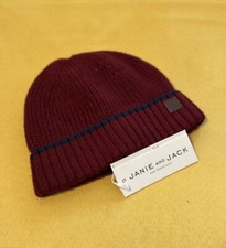 NWT Janie And Jack Baby Unisex Cozy Knit Beanie Burgundy Hat - 6-12 Months - 28