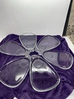 Vintage Glass Snack Plates/ No Cups  6 pear Shape With Stem Handle Unique