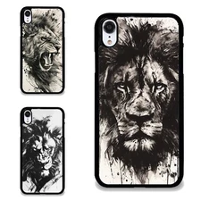 Lightweight Cover black white ink lion For iPhone SE4 16E 12 13 14 15 16 Pro Max