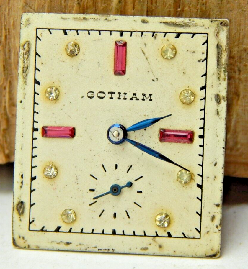 Vintage Gotham XTKU 17 jewel wrist watch movement with gemmed dial