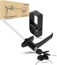 5-1/2" L-Handle Lock kit, Shed Door Latch with 4 Keys, 5.5inch L, Black