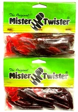 2 PACKS Original Mister Twister 4.5" Crawfish Bait Grape Red Flk Fire Claw 10ct