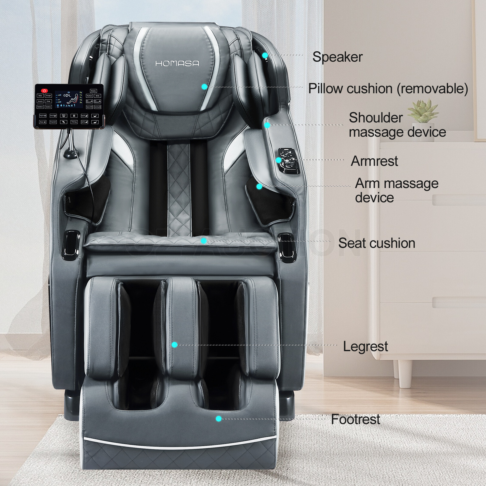 Homasa 4D Electric Massage Chair Full Body Shiatsu Neck Relax Shoulder