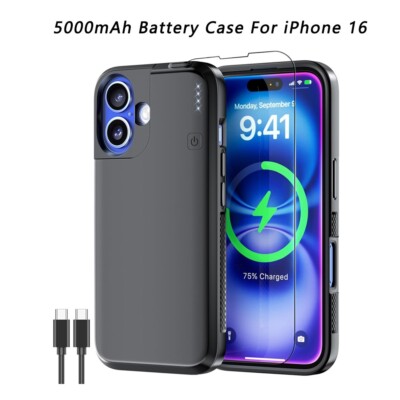 Power Battery Charger Case for iPhone 16 Magnetic Charging Power Case 5000mAh