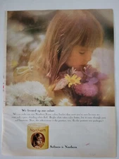 1964 Northern Bathroom bath toilet tissue paper girl smells flower ad