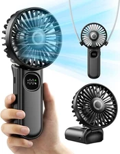 Portable handheld fan, foldable 3000mAh rechargeable battery, with display