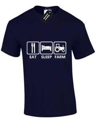 EAT SLEEP FARM HERREN T-SHIRT BÄUER SCHAFE RINDER ERNTE MILCHEREI JOHN REH GESCHENK