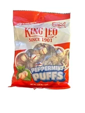 King Leo Peppermint Puffs Hard Candy 5.05 Oz Bag Individually Wrapped Gluten-Fre