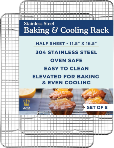 Oven-Safe, Dishwasher-Safe 100% Stainless Steel Cooling and Baking Rack Set Heav