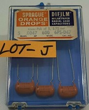 Vintage Sprague Orange Drop 3 Capacitors .0047uf 600v 6PS-D47 old Container Pack