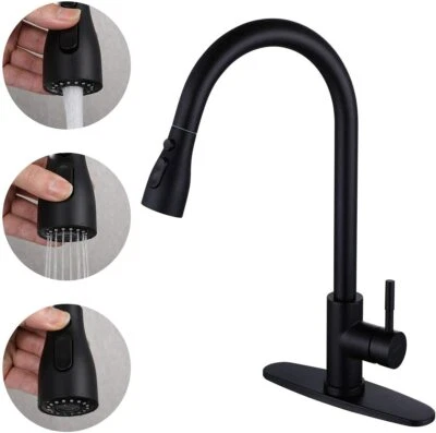 POIQIHY WEWE Kitchen Faucet Sink Pull Down Sprayer Matte Black Single Handle Mixer Tap