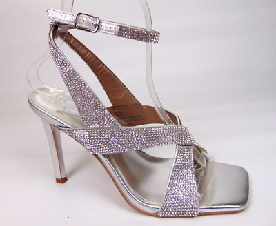 JLO by Jennifer Lopez Womens Chalyn Silver Ankle Strap Heels Sandals Size 6.0 M
