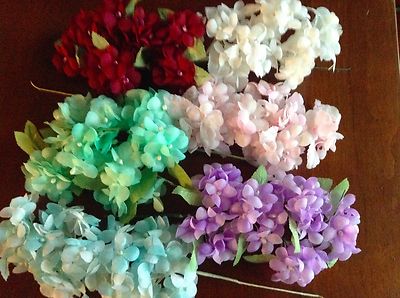 Vintage Millinery Flower Hydrangea Select Blue Green or Pink UD