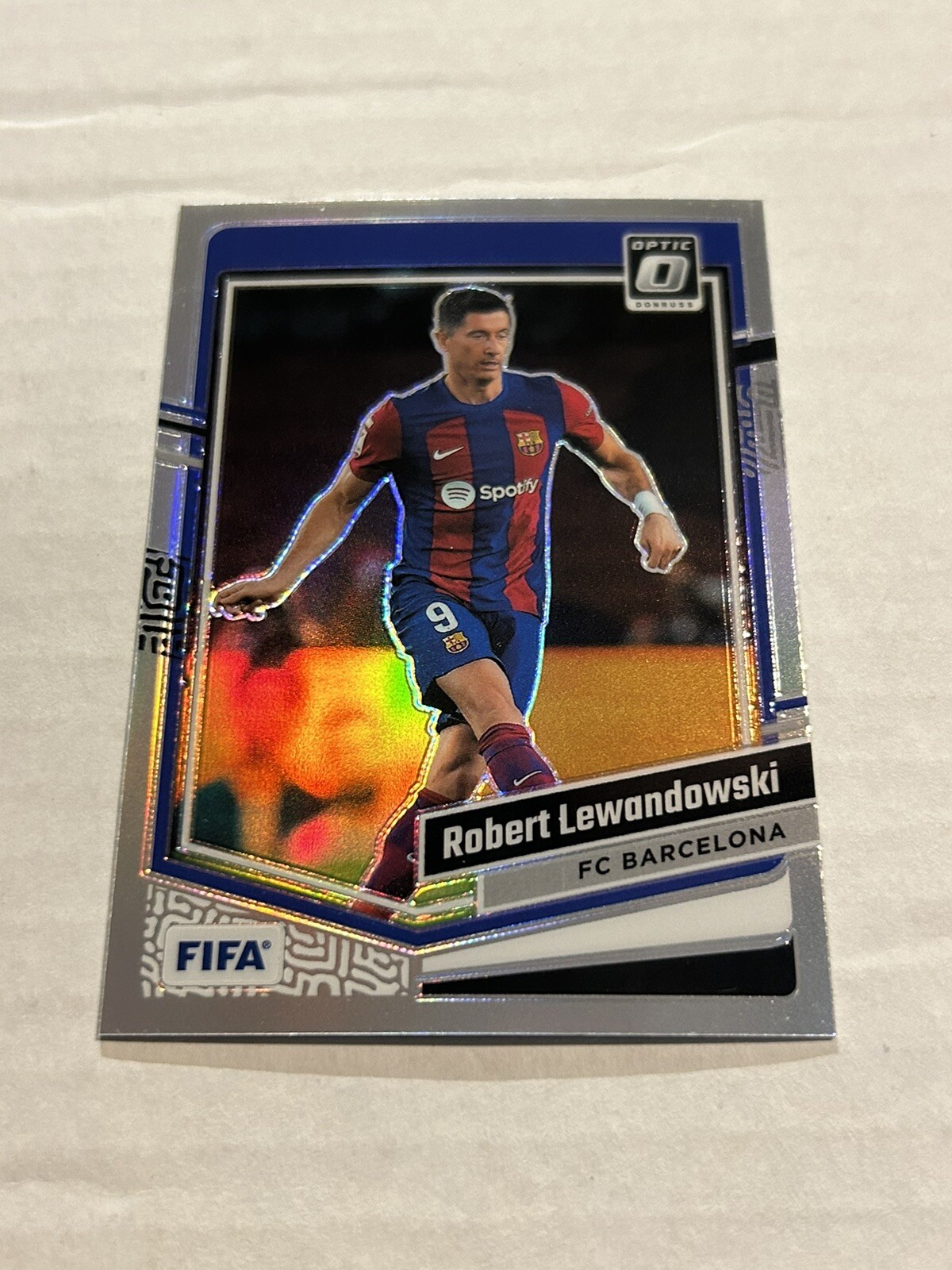 2023-24 DONRUSS SOCCER OPTIC ROBERT LEWANDOWSKI #113 SILVER HOLO PRIZM BARCELONA