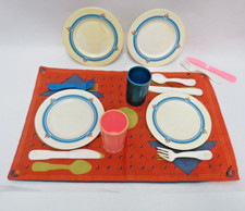 1987 Fisher Price Fun With Food Place Settings With Table Cloth