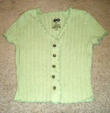 SO LT GREEN STRETCH SHORT SLEEVE KNIT TOP SIZE XS