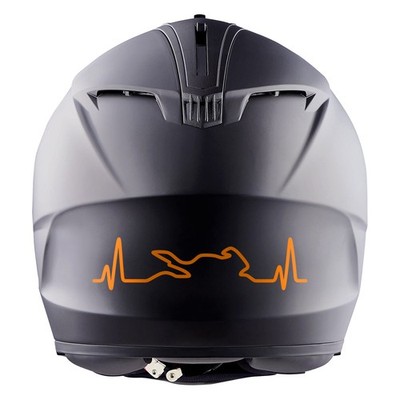 2er Set Bike Aufkleber Herzschlag Neon Orange 12x3cm Motorrad Auto Helm K158