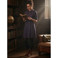Marc by Marc Jacobs Purple Plaid Wool Blend Dress Size 6 Dark Academia Scholar