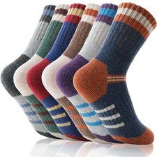 EBMORE Kids Merino Wool Hiking Thermal Winter Socks 4-7 Years Three Stripe