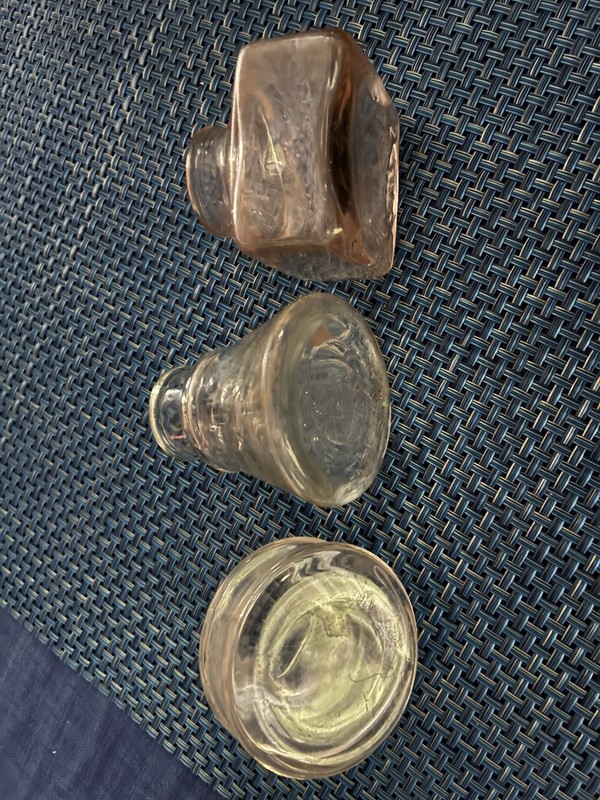 Antique and Vintage Glass Ink Well Bottles Unique Lot of (3)
