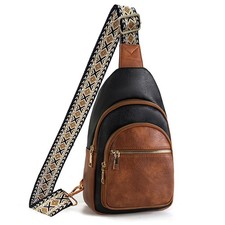 Women  s Leather Crossbody Bag Sling Fanny Pack Chest Bag for Women