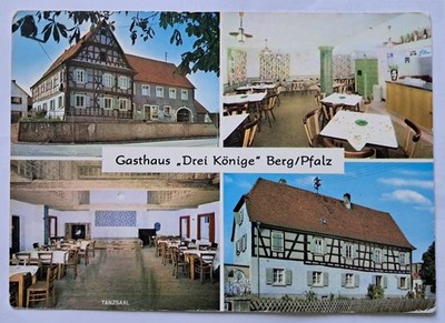 Postcard Berg/Palatinate, Guest House ''Three Kings'', Interior and Exterior Views, approx. 1970