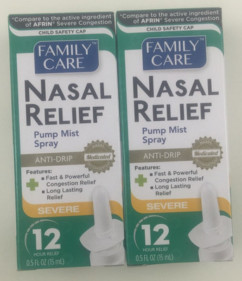 Family Care Nasal Decongestion Spray 3 Pack Extra Strength 12 Hour Relief
