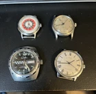 4 VINTAGE WATCHES TIMEX, CHATEAU, GLYCINE, USED PLEASE SCAN FOR DETAILS