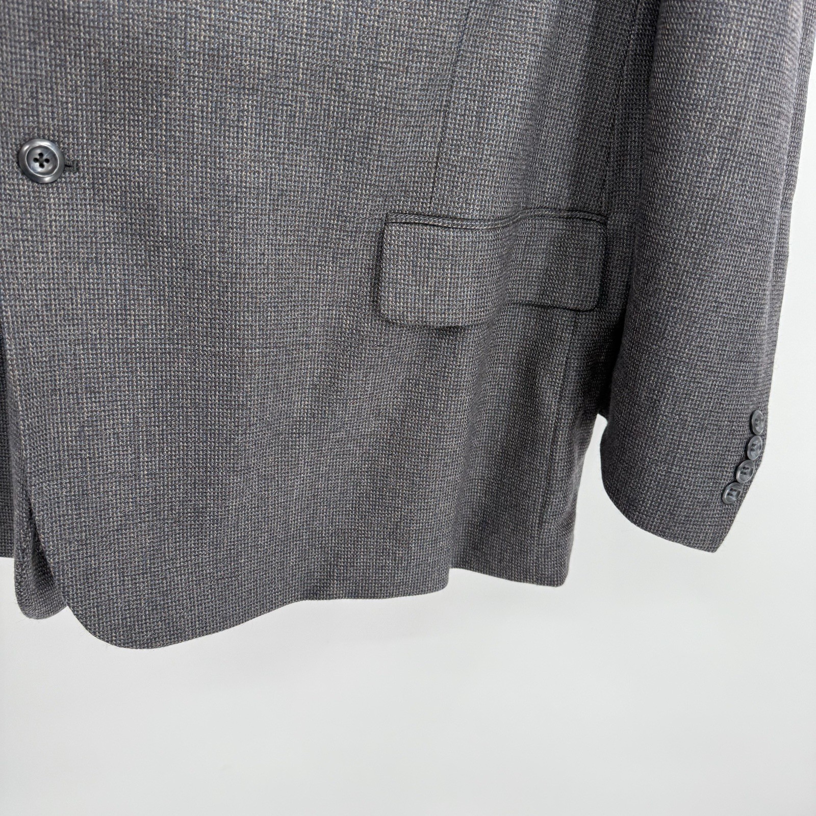 Pronto Uomo Suit Coat Blazer Gray Blue Size 56 R 100% Lambswool Two-button