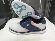 New FootJoy Golf New Wave Traditions Shoes WHT/BLU/PNK 11.0 Medium