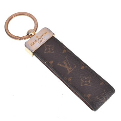 Louis Vuitton Brown Leather Gold Logo Key Chain Keychain M65221