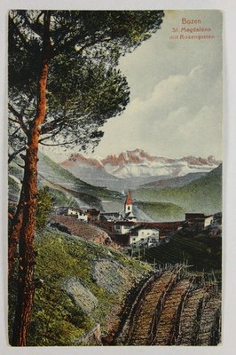 Vintage Postcard Bozen St. Magdalena Rosengarten Mountains Italy Bolzano