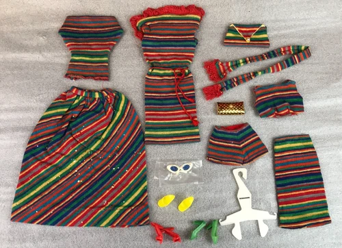 Vintage 1963 BARBIE Fashion PAK Knit Multicolor Striped Mix 'n Match Separates +
