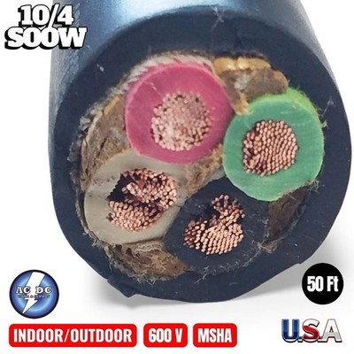 10/4 SOOW SO 50 FT HD USA PORTABLE OUTDOOR INDOOR 600V Flexible CABLE USA