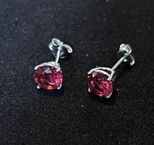 .50 ct. Ruby Round Basket set Stud Earrings in Sterling Silver