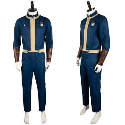 Movie Fallout Vault No.4 Dweller Cosplay Blue Jumpsuit Shelter Costume Halloween