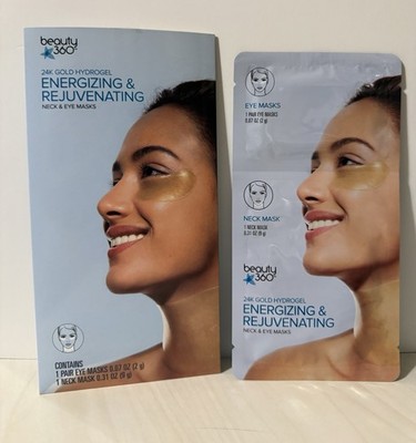 New Beauty 360 24k Gold Hydrogel Energizing & Rejuvenating Neck & Eye Mask