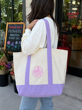 NWT TRADER JOE  s Logo Canvas LARGE LAVENDER Tote NEW Spring 2026 - LIMITED EDIT