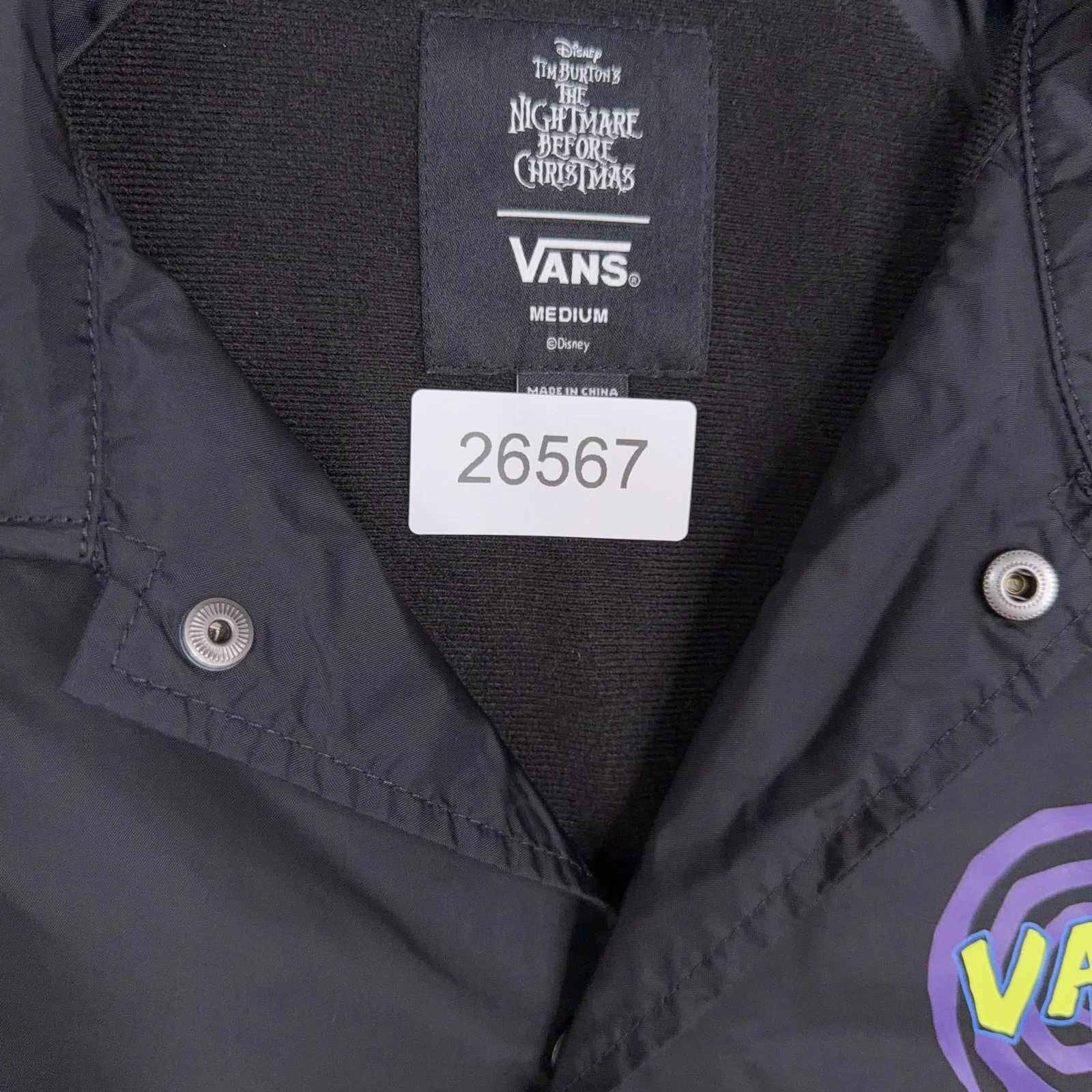 Vans Jacket Mens Medium Black Nightmare Before Christmas Oogie Boogie Coach - product detail image 11