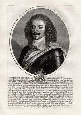 Antoine III de Gramont Navarra Bearn Bayonne Alerheim Portrait Kupferstich 1652
