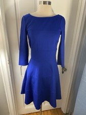 BANANA REPUBLIC ROYAL BLUE FIT & FLARE DRESS-SIZE4-LONG SLEEVES-PERFECT BEAUTY!!