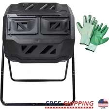 Durable Dual Chamber Compost Bin Tumbler Efficient Aeration Garden Tool New