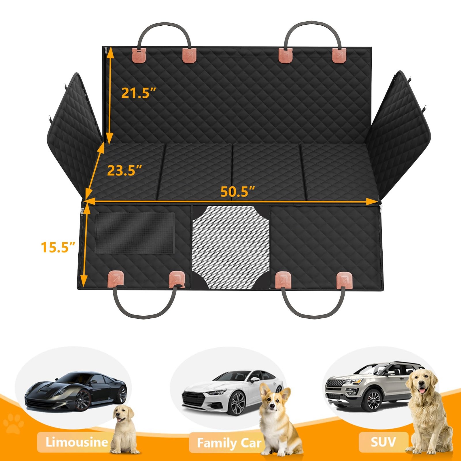 Back Seat Extender for Dogs, Hard Bottom Dog Car Seat Cover - Supports 400lbs...