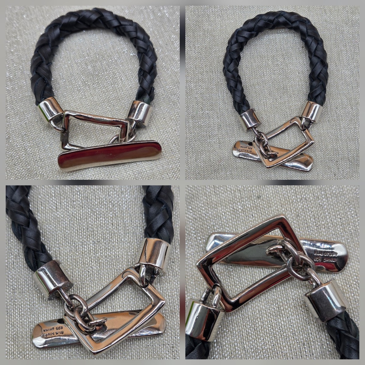 RLM Robert Lee Morris Studio Sterling Silver 925 Black Leather 