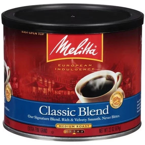 Melitta Classic Roast Caffeinated Canned Coffee, 22oz Can NEW