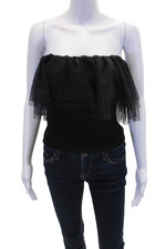 Autumn Cashmere Womens Tulle Tube Top - Black Size L