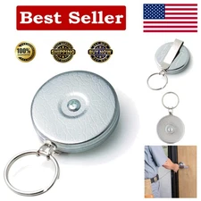 Steel Cable Retractable Key Holder with 8 Oz. Capacity & Split Ring