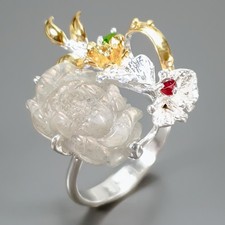 Jewellery 12ct Natural Labradorite Ring 925 Sterling Silver Size 9 /R438717