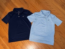 Lot Boys Vineyard Vines Navy Light Blue Performance Polo Shirts Size Child 5 EUC