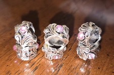 Set of 6 Bracelet Beads With Light Pink Stones